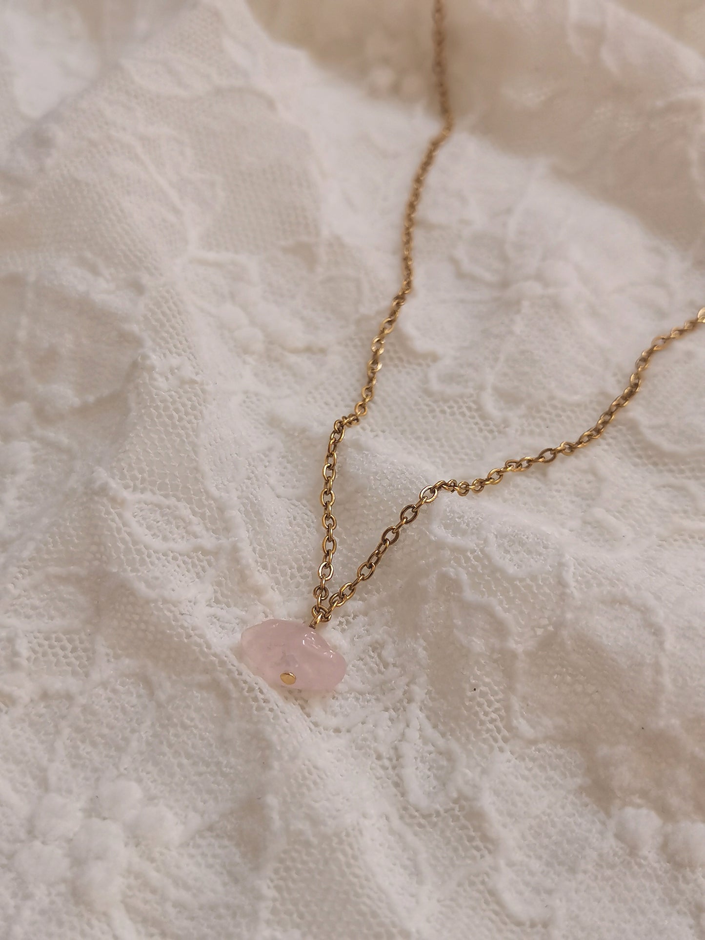 Collana Single Chip Quarzo Rosa