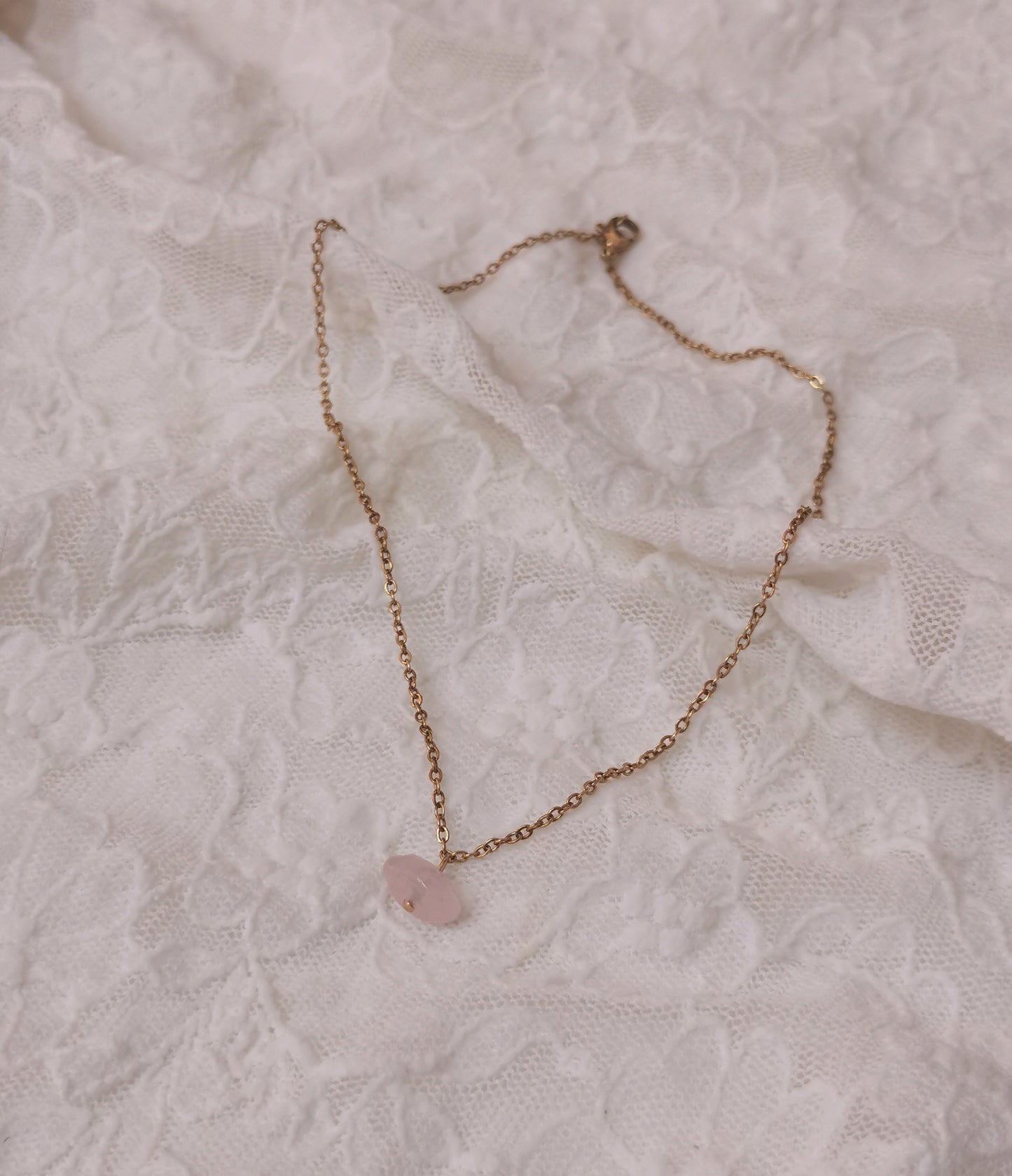 Collana Single Chip Quarzo Rosa