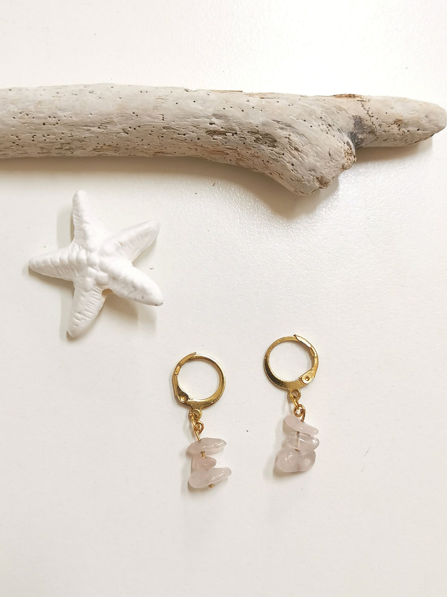 Orecchini Trilogy Chips Quarzo Rosa