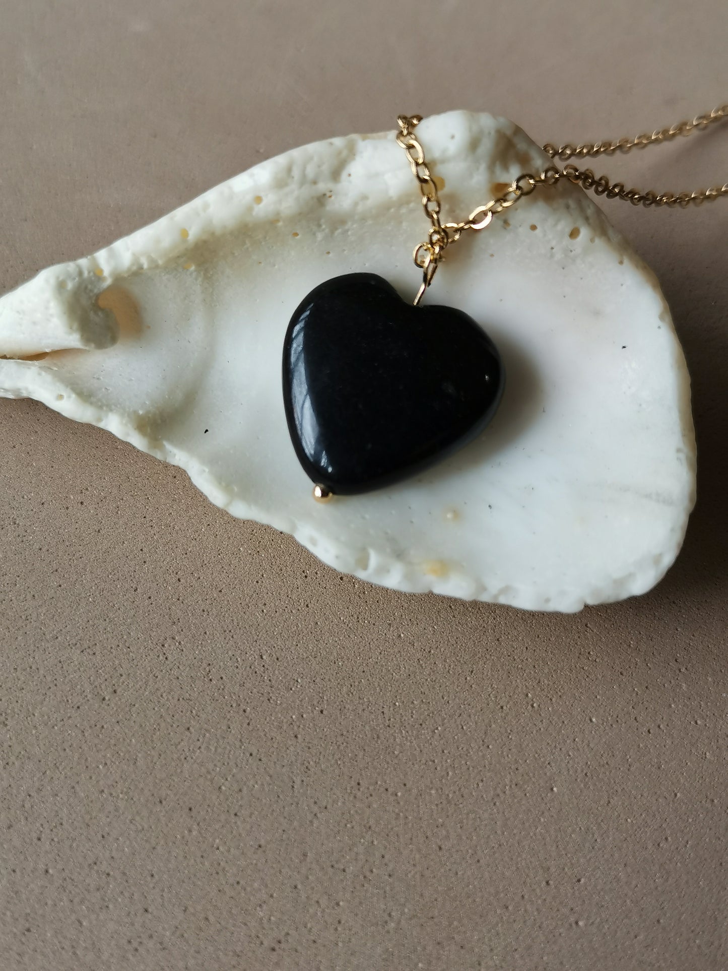 Collana cuore Onice Nera