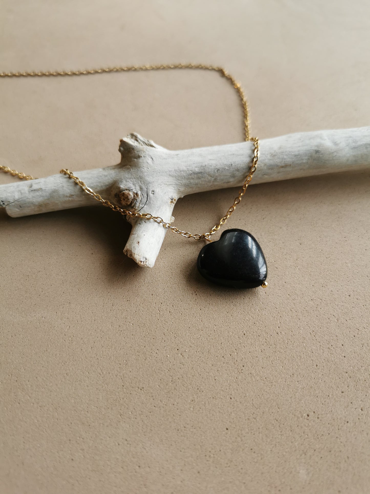Collana cuore Onice Nera