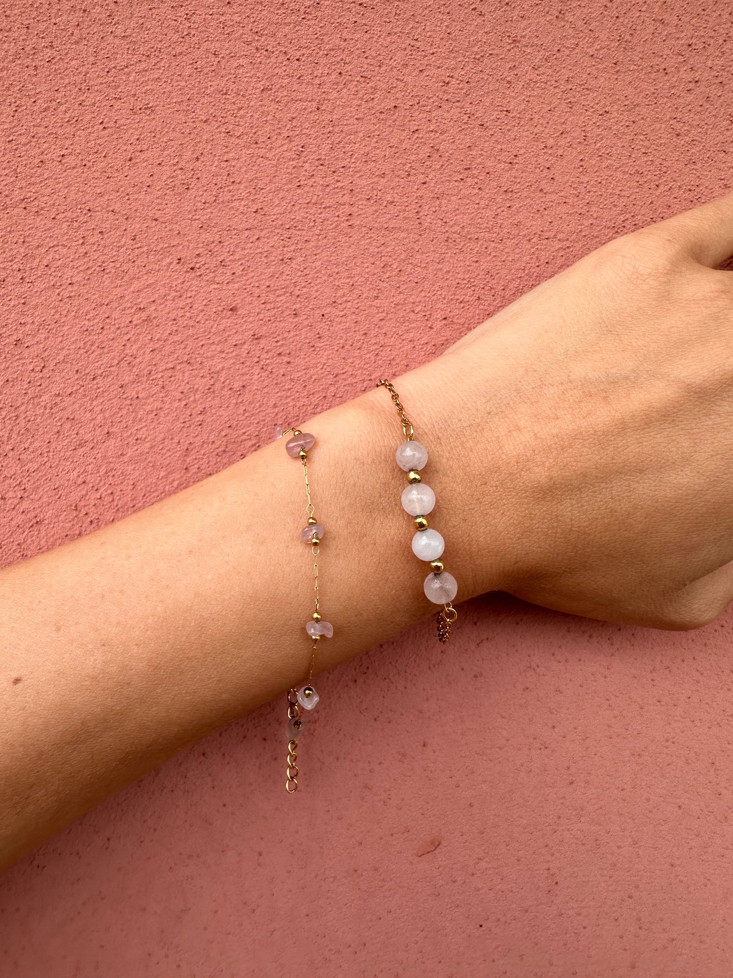 Bracciale Sfere di Quarzo Rosa “Love 101”