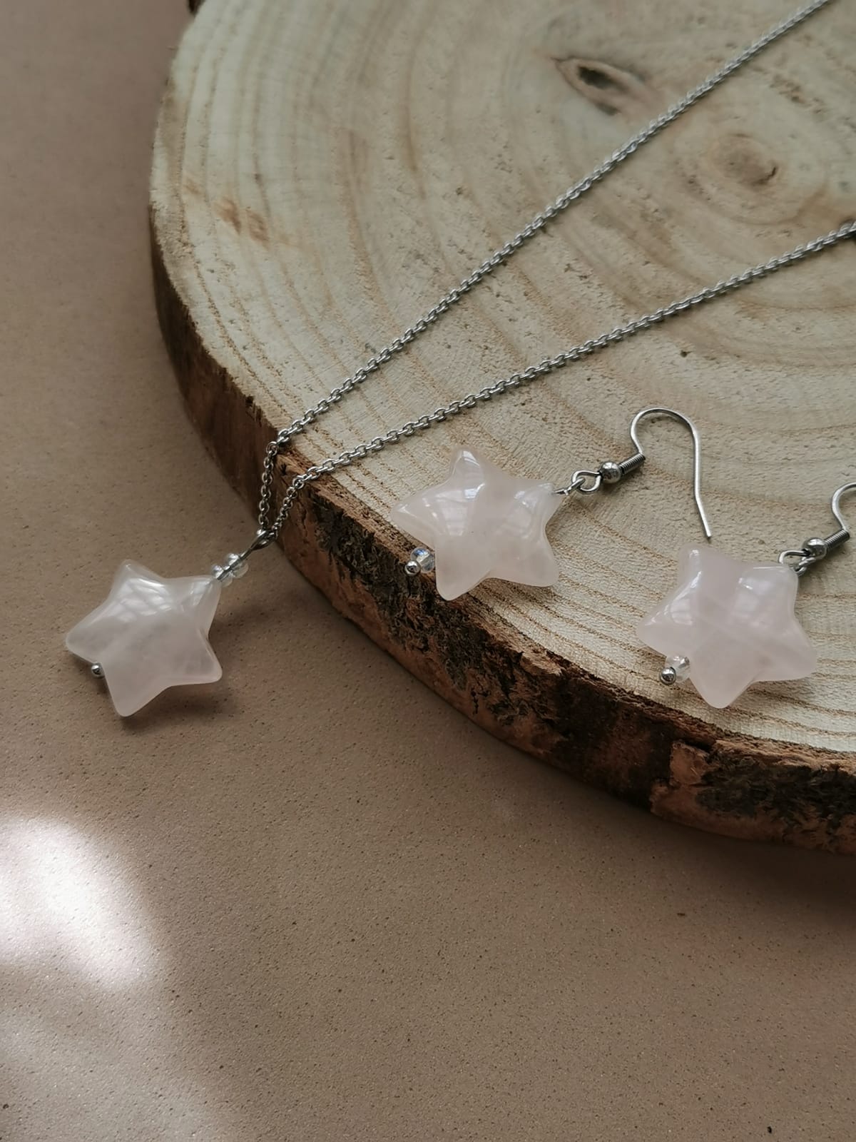 Collana stella in Quarzo Rosa