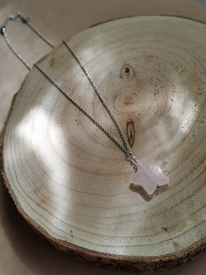 Collana stella in Quarzo Rosa