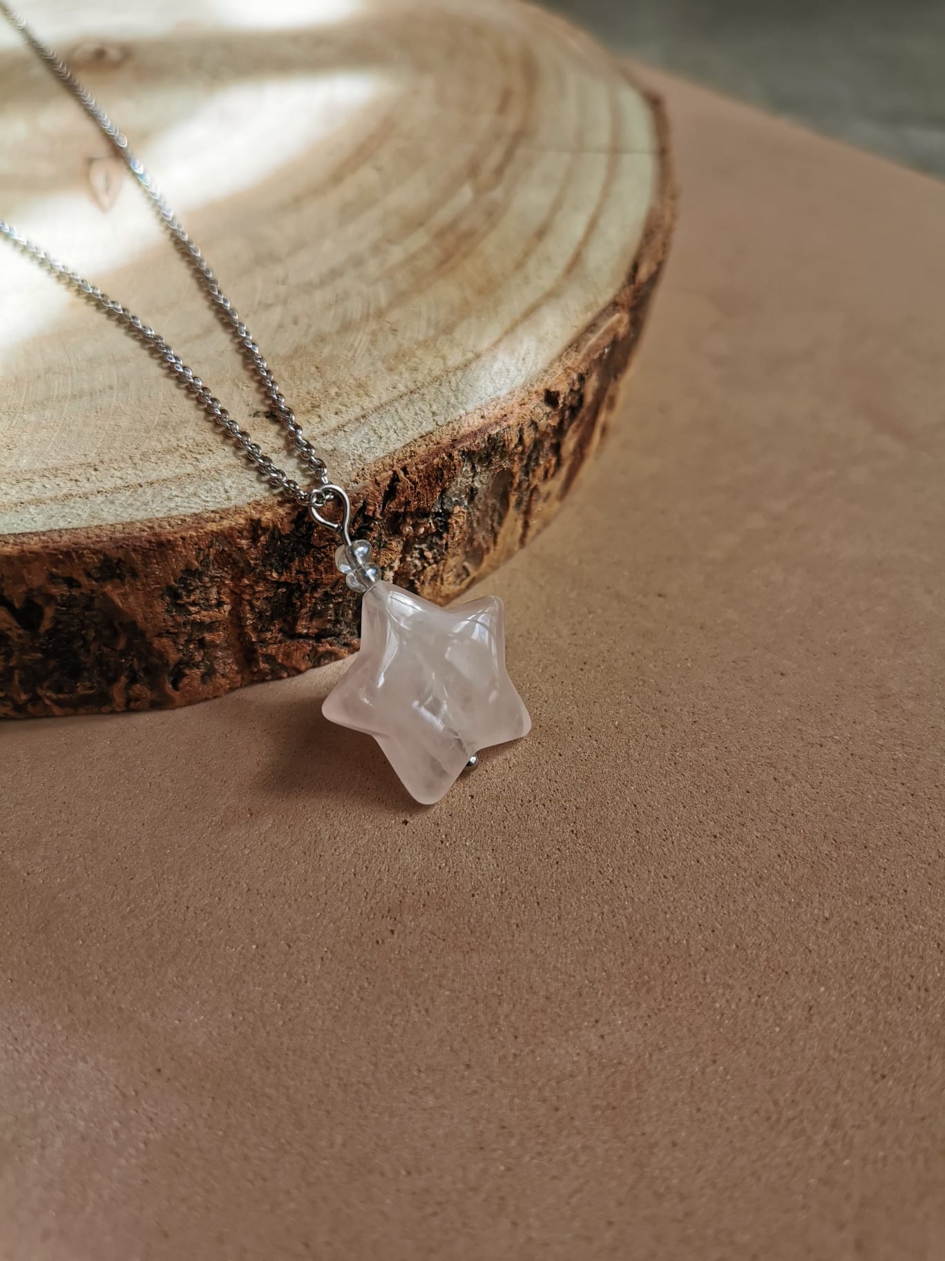 Collana stella in Quarzo Rosa