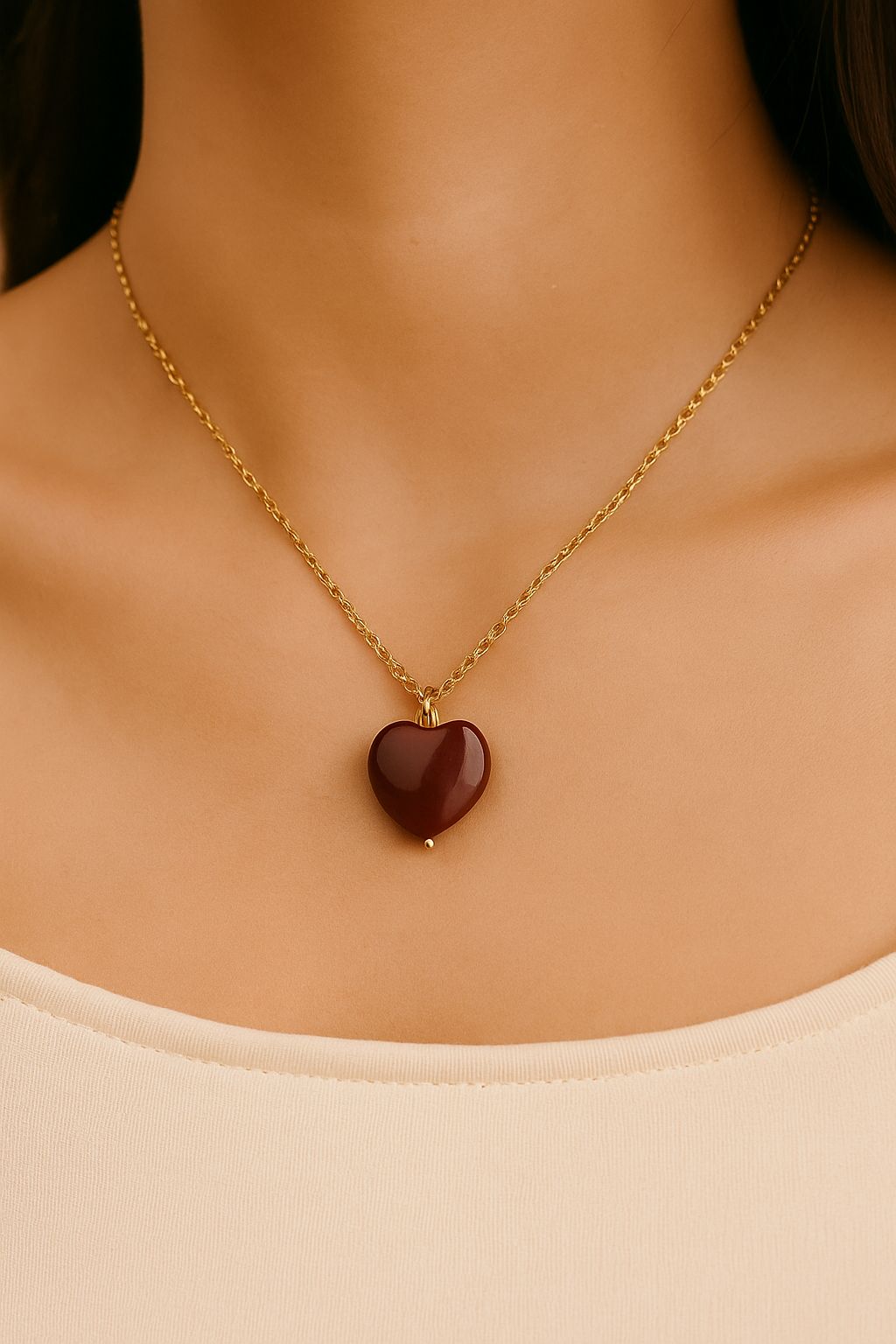 Collana a Cuore in Corniola “Victory”